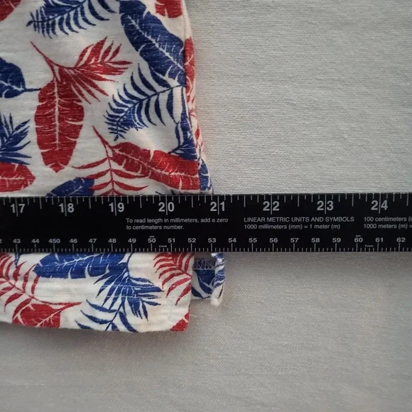 Sonoma Mens Large Red Blue Tropical Leaf Print Polo Shirt 100% Cotton - Picture 8 of 8